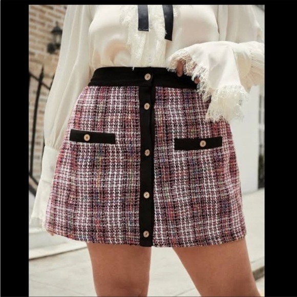 Tweed Pattern Pull On Skirt - Picture 4 of 5